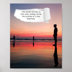 Inspirerende Sunset Beach Canvas Kunst Poster