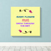 Inspirerende typografie quote met bloemtekening canvas afdruk (Insitu (Houten vloer))