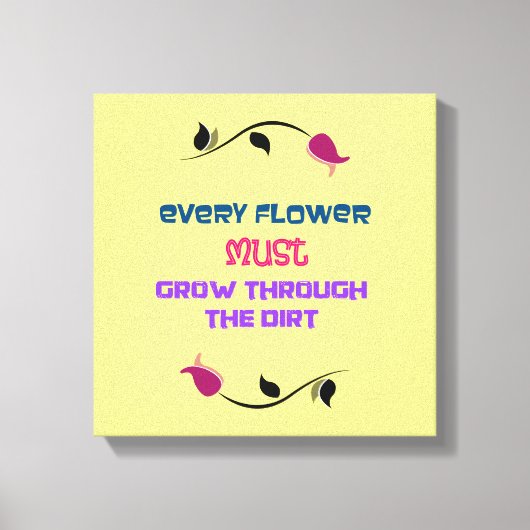 Inspirerende typografie quote met bloemtekening canvas afdruk (Voorkant)
