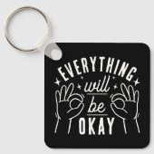 Inspirerende typografie quote zwart en wit sleutelhanger (Voorkant)