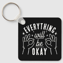Inspirerende typografie quote zwart en wit sleutelhanger