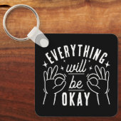 Inspirerende typografie quote zwart en wit sleutelhanger (Voorkant)