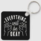 Inspirerende typografie quote zwart en wit sleutelhanger (Achterkant)