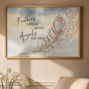 Inspirerende Veer & Engel Citaat Waterverf Poster