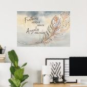 Inspirerende Veer & Engel Citaat Waterverf Poster (Thuiskantoor)