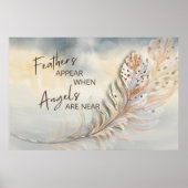 Inspirerende Veer & Engel Citaat Waterverf Poster (Voorkant)