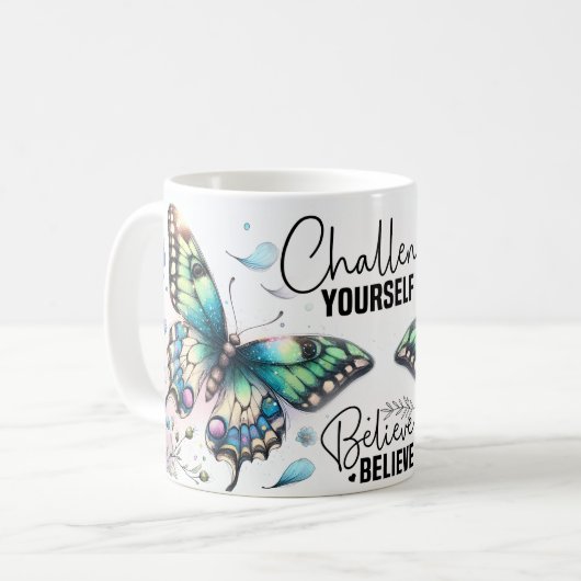 Inspirerende Vlinder Citaat Koffiemok (Voorkant links)