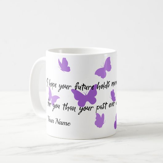 Inspirerende Vlinder Toekomst Citat Geschenk Mok (Voorkant links)