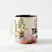 Inspirerende Vlinder Wrap Tweekleurige Koffiemok (Voorkant links)