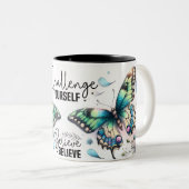 Inspirerende Vlinder Wrap Tweekleurige Koffiemok (Voorkant rechts)