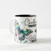 Inspirerende Vlinder Wrap Tweekleurige Koffiemok (Voorkant links)