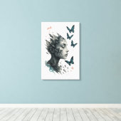 Inspirerende Wandkunst | Vlindertransformatie Canvas Afdruk (Insitu (Houten vloer))