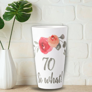 Inspirerende Waterverf 70e Verjaardag Bloem Latte Mok