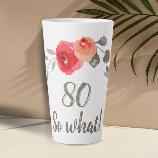 Inspirerende Waterverf 80ste Verjaardag Bloem Latte Mok