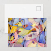 Inspirerende waterverf vogels briefkaart (Voorkant / Achterkant)