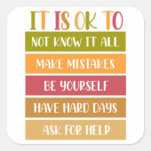 Inspirerende welzijnsquote vierkante sticker (Voorkant)
