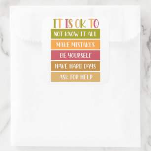 Inspirerende welzijnsquote vierkante sticker
