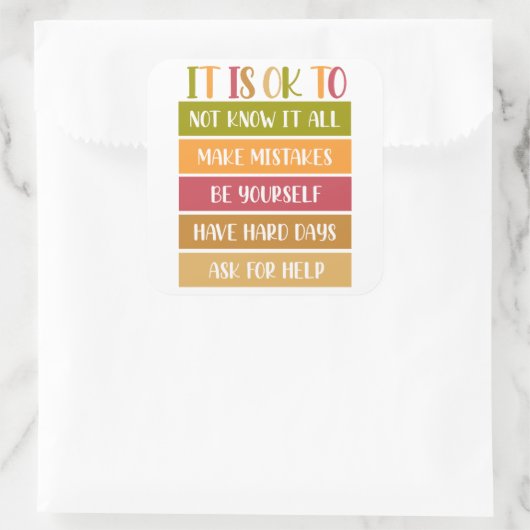 Inspirerende welzijnsquote vierkante sticker (Tas)