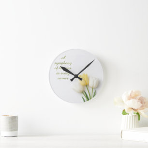 Inspirerende witte en gele tulp ronde klok