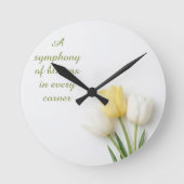 Inspirerende witte en gele tulp ronde klok (Voorkant)