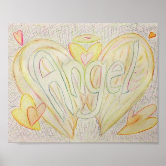 Inspirerende Woord Engel Kunst Poster Print (Voorkant)