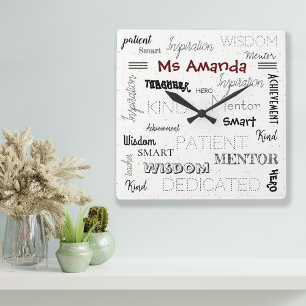 Inspirerende Woorden Mentor Leraar Waardering Vierkante Klok