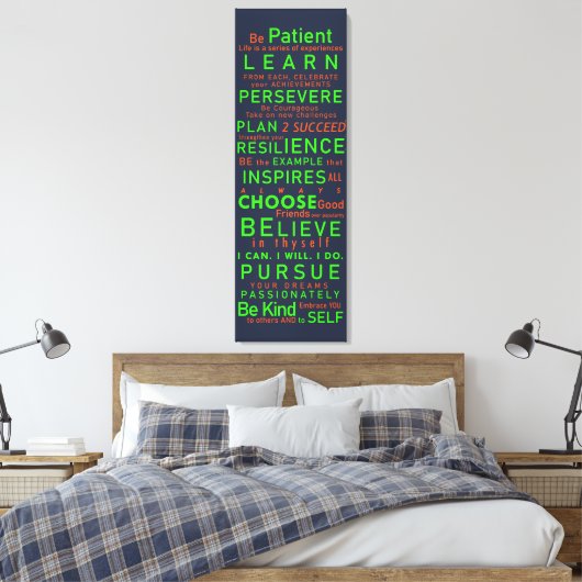 Inspirerende woorden over levenslessen voor succes canvas afdruk (Insitu (Slaapkamer))