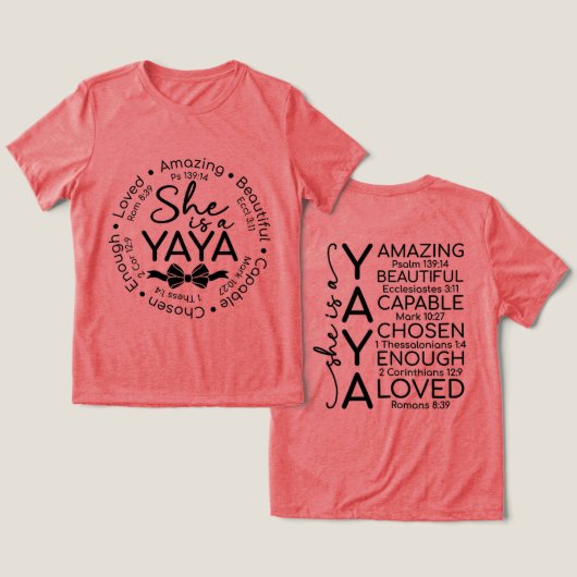 Inspirerende Yaya Tri-Blend Shirt (Ontwerp Voorkant & Achterkant)