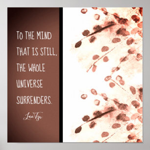 inspirerende zen citaat Lao Tzu natuur kunst bruin Poster
