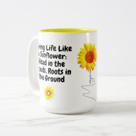 Inspirerende Zonnebloem Koffiemok (Unieke Citaten) Tweekleurige Koffiemok