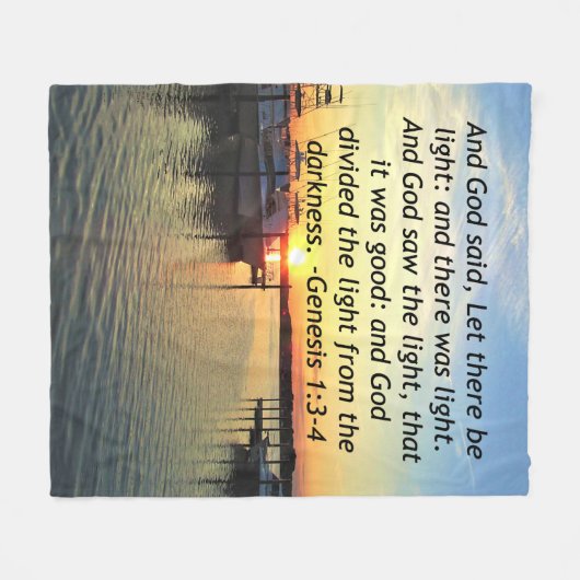 INSPIRERENDE ZONSONDERGANG GENESIS 1:3 FOTOONTWERP FLEECE DEKEN (Voorkant (Horizontaal))