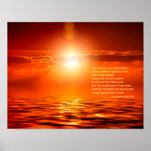 Inspirerende Zonsondergang Oranje Gouden Lucht Zee Poster