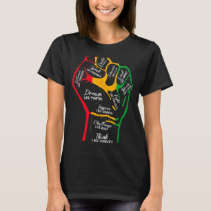 Inspirerende zwarte leiders kracht vuist hand zwar t-shirt