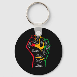 Inspirerende zwarte leiders macht vuist hand zwart sleutelhanger