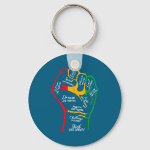 Inspirerende zwarte leiders macht vuist hand zwart sleutelhanger