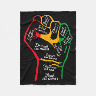 Inspirerende zwarte leiders Machtige vuist hand Zw Fleece Deken
