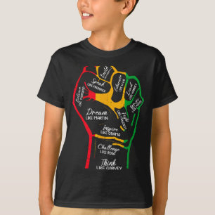 Inspirerende zwarte leiders Machtige vuisthand zwa T-shirt