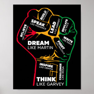 Inspirerende zwarte leiders Power Fist Hand Black Poster