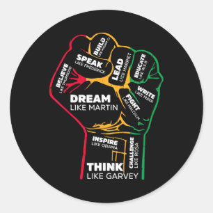 Inspirerende zwarte leiders Power Fist Hand Black Ronde Sticker
