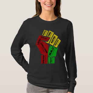 Inspirerende zwarte leiders Power Fist Hand Zwarte T-shirt