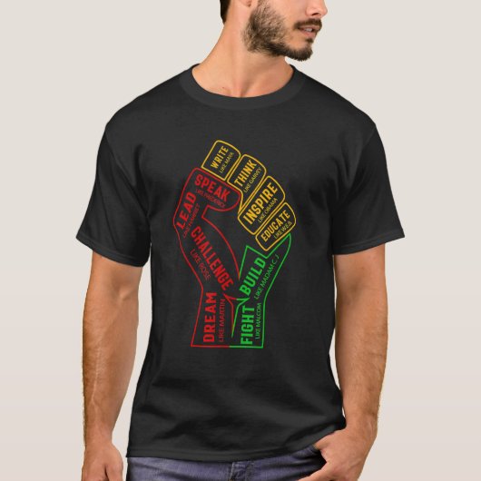 Inspirerende zwarte leiders - Power Fist Melanin B T-shirt (Voorkant)