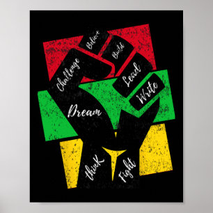 Inspirerende zwarte leiders Power Hand Fist Black  Poster