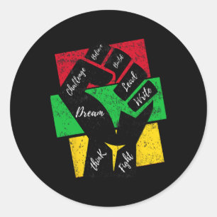 Inspirerende zwarte leiders Power Hand Fist Black  Ronde Sticker
