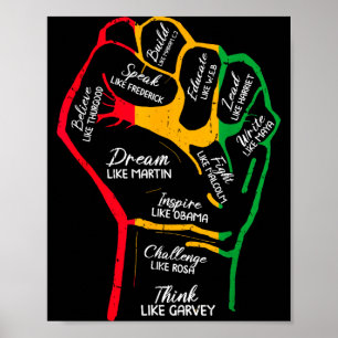 Inspirerende zwarte leiders power vuist hand zwart poster