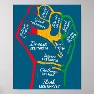 Inspirerende zwarte leiders power vuist hand zwart poster