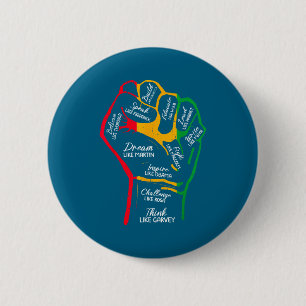 Inspirerende zwarte leiders power vuist hand zwart ronde button 5,7 cm