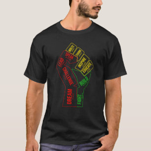 Inspirerende zwarte leiders Vuist zwarte geschiede T-shirt