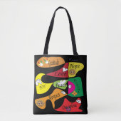 Inspirerende Zwarte Tote: Vrede Vreugde Discipline Tote Bag (Voorkant)