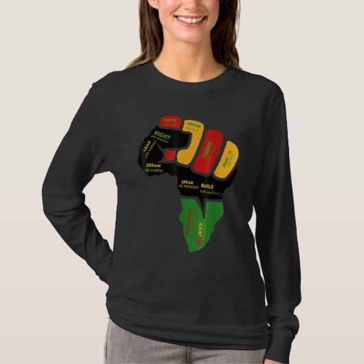 Inspiring Black Leaders Power Fist Hand Black Hist T-shirt (Voorkant)