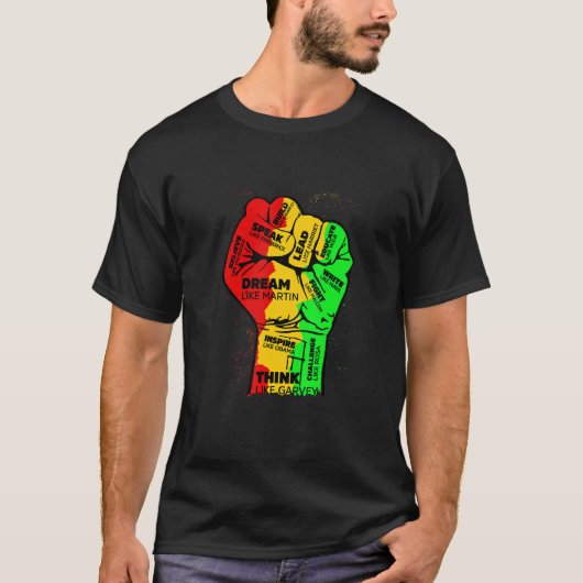 Inspiring Black Leaders Power Fist Hand Black Hist T-shirt (Voorkant)